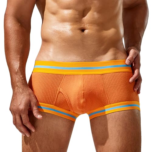 Panegy Herren Baumwolle Boxer Shorts Weiche Strick Viskose Unterwäsche Atmungsaktive Loose Fit Unterhose Slips Bequeme Bambus Nahtlose Trunks Orrange XL von Panegy