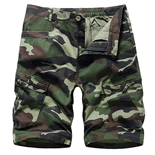 Panegy Herren Cargo Shorts Sommer Hose Kurz Vintage Cargohose mit Vielen Taschen Camouflage A Größe 34 von Panegy