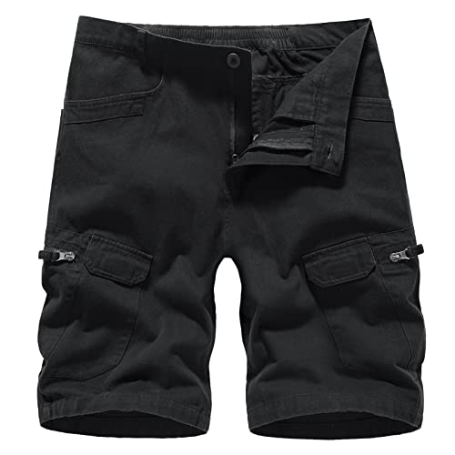 Panegy Herren Cargo Shorts Sommer Hose Kurz Vintage Cargohose mit Vielen Taschen Schwarz Größe 40 von Panegy