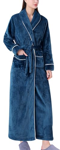 Panegy Herren Damen Bademäntel Big Tall Full Length Fleece Long Bathrobe Premium Dressing Gown Soft Warm Flannel Housecoat Loungewear Grün 3XL von Panegy