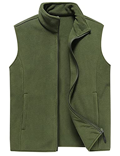 Panegy Herren Fleeceweste mit Reißverschlusstaschen Winddicht Atmungsaktiv Softshell Leicht Warm Weste ideal für Sport und Freizeit Grün Etikett 5XL von Panegy