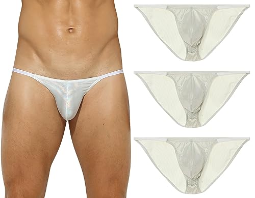 Panegy Herren G-String Low Rise Brief Männer Slips Set Tiefschutz Unterhosen Jockstrap String Größe M-B-Weiß von Panegy