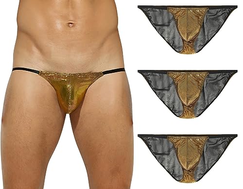 Panegy Herren G-String Low Rise Brief Männer Slips Set Tiefschutz Unterhosen Jockstrap String Größe XL-B-Gold von Panegy