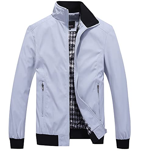 Panegy Herren Jacke Atmungsaktive Übergangsjacke Casual Bomberjacke Freizeitjacke für Männer Hellgrau 4XL von Panegy