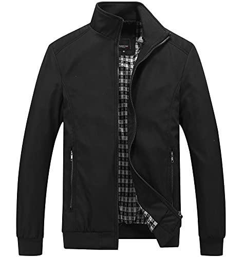 Panegy Herren Jacke Atmungsaktive Übergangsjacke Casual Bomberjacke Freizeitjacke für Männer Schwarz 5XL von Panegy