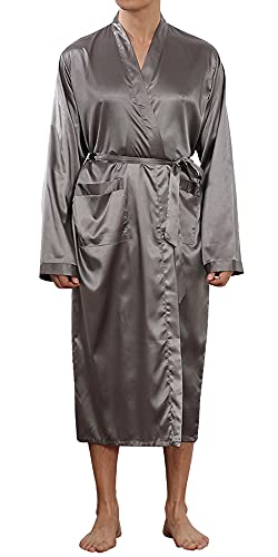 Panegy Herren Lang Bademantel Kimono Robe Nachtwäsche mit Gürtel Einfarbig Knielanger Morgenmantel von Panegy