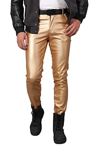 Panegy Herren Lederhose Slim Fit Biker Hose Nacht Club Party PU Leder Lang Hose mit Taschen von Panegy