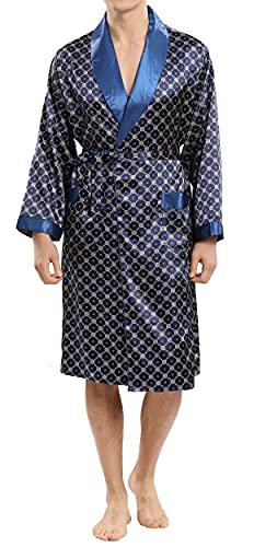 Panegy Herren Leicht Sleep Robe 2-teiliges Set Kimono Bedruckter Bademantel mit Shorts V Ausschnitt Morgenmantel von Panegy