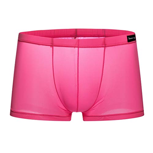 Panegy Herren Low Rise Transparent Glatt Nylon Boxershorts Boxer Briefs Unterwäsche Cool Atmungsaktiv Viskose Reizwäsche Herstellergröße L/EU M - Rosa von Panegy