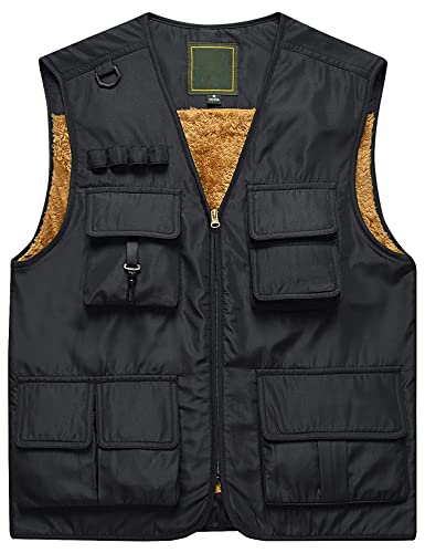 Panegy Herren Multi-Tasche Gefüttert Outdoor Weste Anglerweste Safari Weste Winter Multifunktionsweste von Panegy