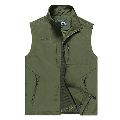 Panegy Herren Multi-Tasche Sport Weste Outdoor Schnelltrocknend Vest Frühling Herbst Ärmellose Waistcoat mit Stehkragen von Panegy