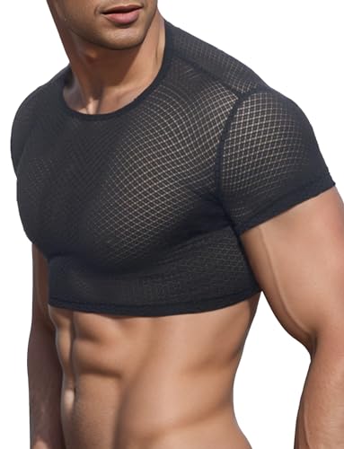 Panegy Herren Netz Tank Tops Spitzen Unterhemd Transparent Muskelshirts Durchsichtig Mesh T-Shirt Größe XXL-B-Schwarz Panegy Herren Netz Tank Tops Spitzen Unterhemd Transparent Muskelshirts Durchsichtig Mesh T-Shirt Größe XXL-B-Schwarz von Panegy