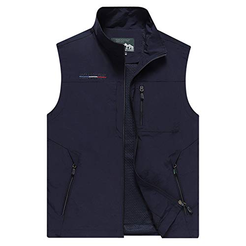 Panegy Herren Outdoor Sport Weste Multi-Tasche Reißverschluss Vest Frühling Herbst Ärmellose Waistcoat mit Stehkragen von Panegy