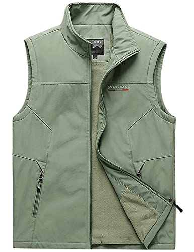 Panegy Herren Outdoor Weste mit Fleece Gefüttert Wasserdichte Funktionsweste Multi-Taschen Sportweste Grau Asien Größe 4XL/ EU L von Panegy