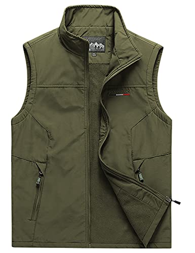 Panegy Herren Outdoor Weste mit Fleece Gefüttert Wasserdichte Funktionsweste Multi-Taschen Sportweste Grün Asien Größe 6XL/ EU XXL Panegy Herren Outdoor Weste mit Fleece Gefüttert Wasserdichte Funktionsweste Multi-Taschen Sportweste Grün Asien Größe 6XL/ EU XXL von Panegy