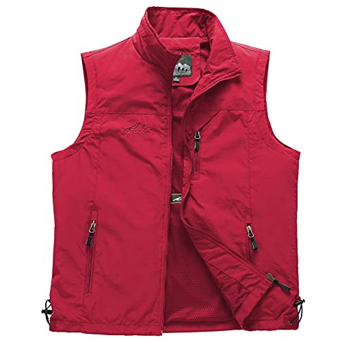 Panegy Herren Outdoor Weste mit Stehkragen Multi-Taschen Waistcoat Jagd Angeln Wandern Funktionsweste von Panegy