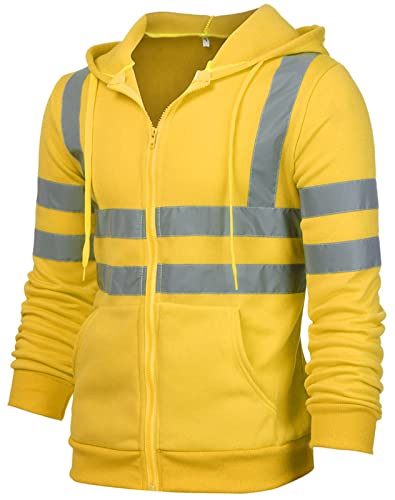 Panegy Herren Sicherheitsjacke Arbeitsjacke Warnschutzjacke Reflektierend Jacke Verkehr Mantel Größe 3XL - Gelb von Panegy