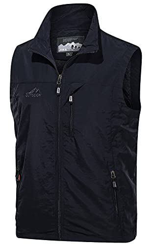 Panegy Herren Softshell Weste Leichte Weste für Männer Schnellstrocknende Outdoorweste Ärmellose Jacke Blau Asien Größe L/DE 46 von Panegy