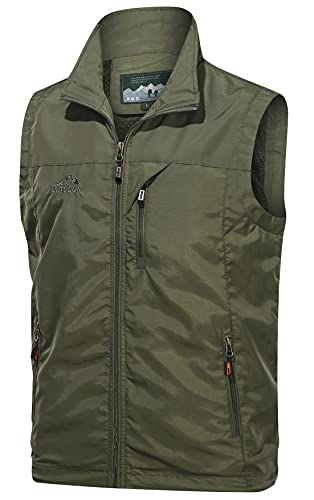 Panegy Herren Softshell Weste Leichte Weste für Männer Schnellstrocknende Outdoorweste Ärmellose Jacke Grün Asien Größe 3XL/ DE 52 von Panegy