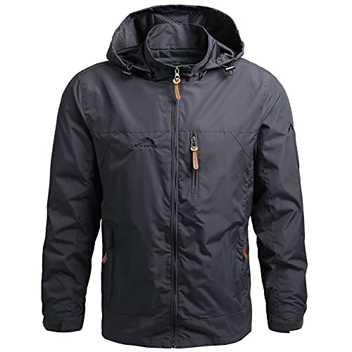 Panegy Herren Softshelljacke mit Abnehmbarer Kapuze Outdoorjacke Robuste Übergangsjacke für Männer Grau Herstellrgröße 3XL/ EU 52 von Panegy