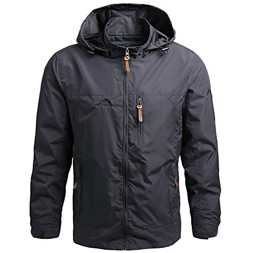 Panegy Herren Softshelljacke mit Abnehmbarer Kapuze Outdoorjacke Robuste Übergangsjacke für Männer Grau Herstellrgröße 4XL/ EU 54 von Panegy