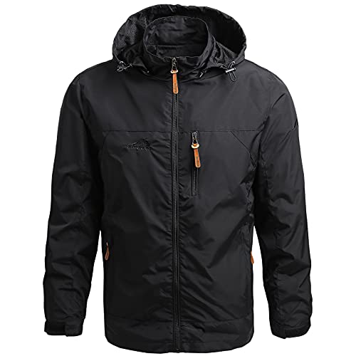 Panegy Herren Softshelljacke mit Abnehmbarer Kapuze Outdoorjacke Robuste Übergangsjacke für Männer Schwarz Herstellrgröße XL/EU 48 von Panegy