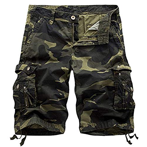 Panegy Herren Sommer Outdoor Camouflage Kurze Hose Baumwolle Atmungsaktive Cargo Shorts Bermuda Arbeitshosen Knielänge Sporthose von Panegy