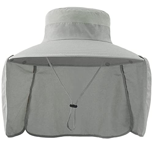 Panegy Herren Sommerhut mit Nackenschutz Leichtgewicht Faltbar Outdoor Fischerhut UV-Schutz Sonnenhut Buschhut - Stil B-Hellgrau von Panegy
