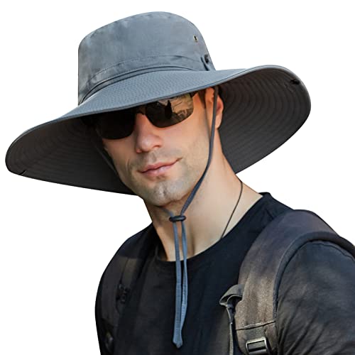 Panegy Herren Sonnenhut Sommer Fischerhut Breiter Krempe Arbeit UV-Schutz Buschhut Gartenhut mit Kordelzug - C-Grau Panegy Herren Sonnenhut Sommer Fischerhut Breiter Krempe Arbeit UV-Schutz Buschhut Gartenhut mit Kordelzug - C-Grau von Panegy