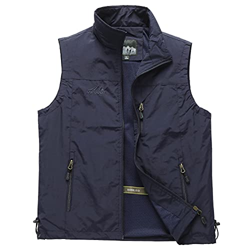 Panegy Herren Sport Weste Dünne Multifunktionsweste Atmungsaktive Jagdbekleidung mit Vielen Taschen Blau Herrstellergörße 5XL/ EU 56 von Panegy