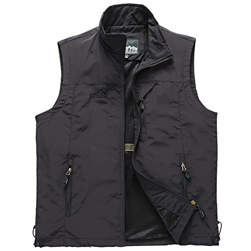 Panegy Herren Stehkragen Outdoor Weste Anglerweste mit Vielen Taschen Atmungsaktiv Freizeitweste Jagdweste Waistcoat von Panegy