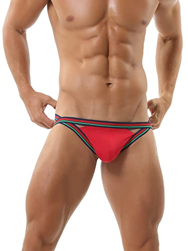 Panegy Herren String Luftig Slips Niedrige Taille G-String Tanga Stretchy Eng Anliegend Unterhose Hersteller XL/DE Größe M-Rot von Panegy