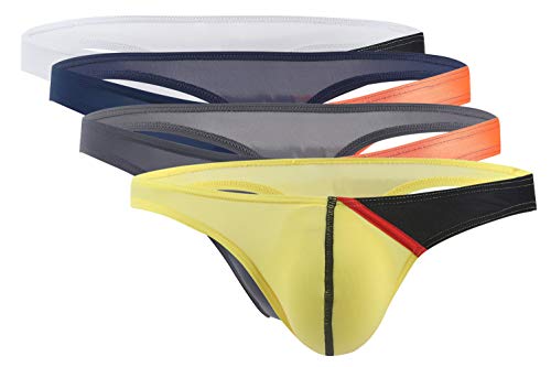 Panegy Herren String Tanga Dünn Eisseide Unterhose Low Rise Bikini Briefs T-Back Slips 4er Pack von Panegy