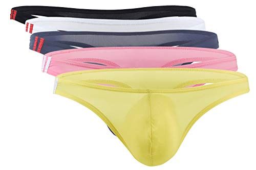 Panegy Herren String Tanga Dünn Eisseide Unterhose Low Rise Bikini Briefs T-Back Slips 5er Pack von Panegy