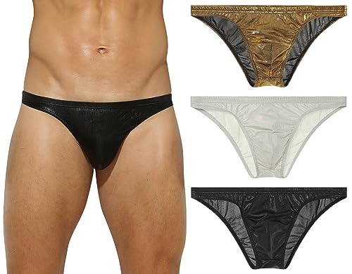 Panegy Herren String Tanga Slips Set Niedrigen Taillen G-String Luftig Glänzend Unterhosen Größe M-A-Mehrfarbe von Panegy