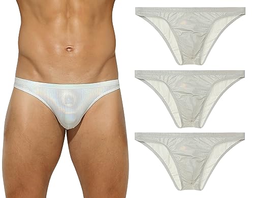 Panegy Herren String Tanga Slips Set Niedrigen Taillen G-String Luftig Glänzend Unterhosen Größe XL-A-Weiß von Panegy