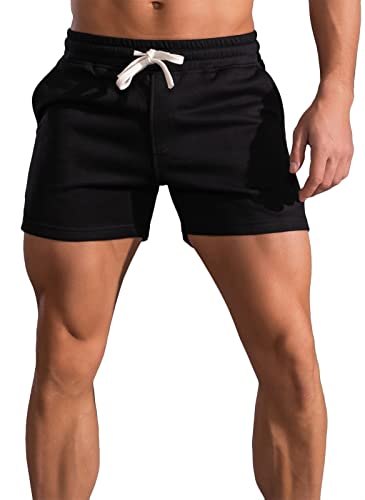 Panegy Herren Sweatshorts Kurze Jogginghose Baumwolle Relaxshorts Atmungsaktive Sport Shorts für Joggen Yoga Training Schwarz 3XL von Panegy