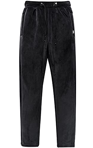 Panegy Herren Winterhose mit Plüsch Gefüttert Warme Fleecehose Winddichte Freizeithose Schwarz Asien Size 3XL/ EU 46 von Panegy