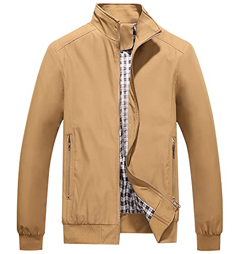 Panegy Herrenjacke Casual Übergangsjacke Leichte Jacke mit Taschen und Reißverschluss Khaki 5XL von Panegy