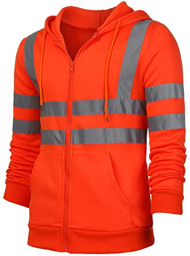 Panegy Jungen Arbeitsjacke Reflektierend Warnschutz Jacke Sicherheitsjacke Kapuzenpullover Größe M - Orange von Panegy