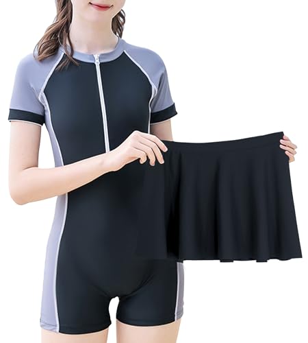 Panegy Kinder Mädchen Sonnenschutz Rash Guard Badeanzug mit Shorts Zweiteiliger Badeanzug Kurzarm Sommer Bademode Strand Surfen Sportbekleidung 11-13 Jahre von Panegy