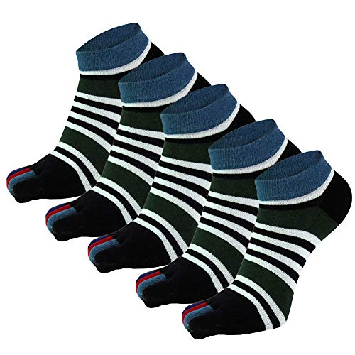 Panegy Kurze Bunte Sneaker Socken Baumwolle Herren Zehensocken Jungen Sport Jogging Socks 5 Paare Größe 39-44 - Kombination 8 von Panegy