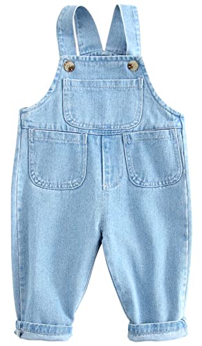 Panegy Latzhose für Baby Mädchen ärmellos Verstellbare Hose Hose Kleinkind Weich Niedlich Jean Pullover Gewaschene Baumwolle Denim Latzhose3-6 Monate von Panegy