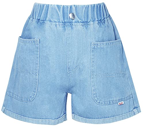 Panegy Mädchen Shorts Sommer Breite Shorts Casual Stretch Denim Shorts Elastischer Bund Jeans Shorts Baumwolle Baggy Denim Shorts 10-12 Jahre von Panegy