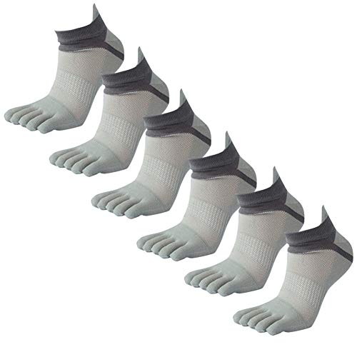 Panegy Männer Fünf Fingerzehensocken Baumwolle Sneaker Socken Kurz Atmungsaktiv Sportsocken Laufsocken 6 paar Grau von Panegy