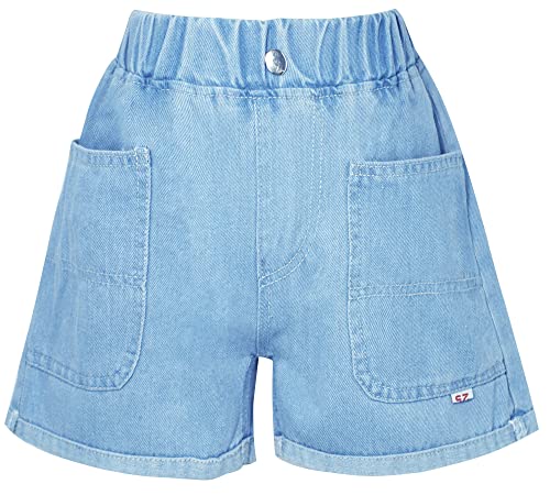 Panegy Shorts für Mädchen Mid Waisted Jeans Short für Sommer Cute Wide Baggy Short Trousers Casual Denim Shorts mit Tasche 12-13 Jahre von Panegy
