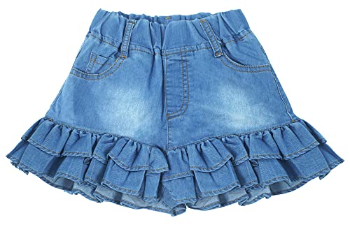 Panegy Shorts für kleine und große Mädchen 2 Lagen Rüschen Spitzenrock Shorts für Sommer Casual Mid Waisted Wide Short Trousers 5-6 Jahre von Panegy