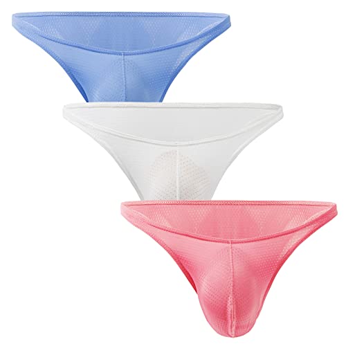 Panegy Slips Herren Basic Atmungsaktiv Unterhosen Niedrigen Taillen Strings Sommer Luftig Unterwäsche 3 Stück-B-Größe M von Panegy