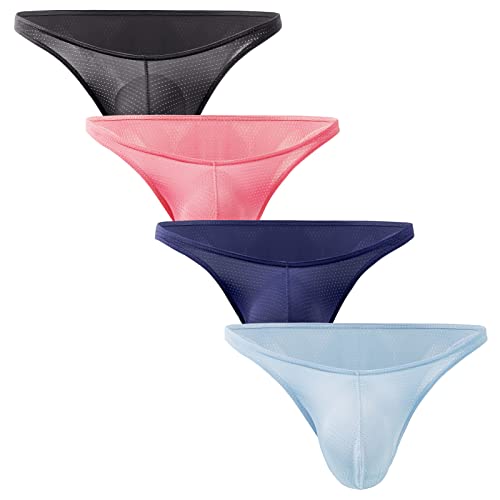 Panegy Slips Herren Basic Atmungsaktiv Unterhosen Niedrigen Taillen Strings Sommer Luftig Unterwäsche 4 Stück-A-Größe XXL von Panegy