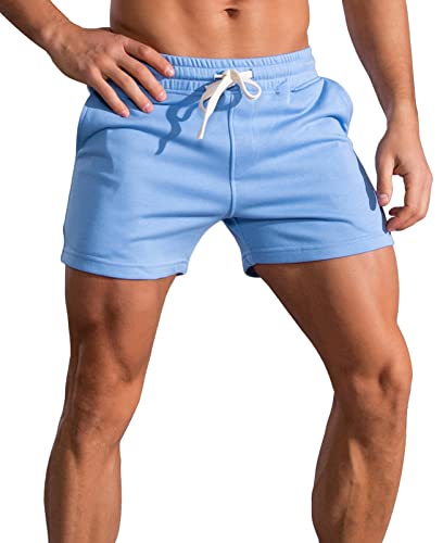 Panegy Trainingshose Kurz Herren Slim Fit Running Shorts Sportshorts mit Elastischem Bund Blau XL von Panegy
